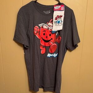 Kool-Aid Gray Graphic Tee - Short Sleeve w/socks. Unisex Size Large